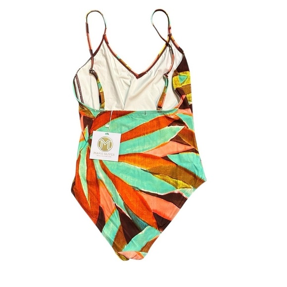 NWT Marie Oliver Tropical Coral & Green Juno One-piece Swimsuit - Picture 3 of 9